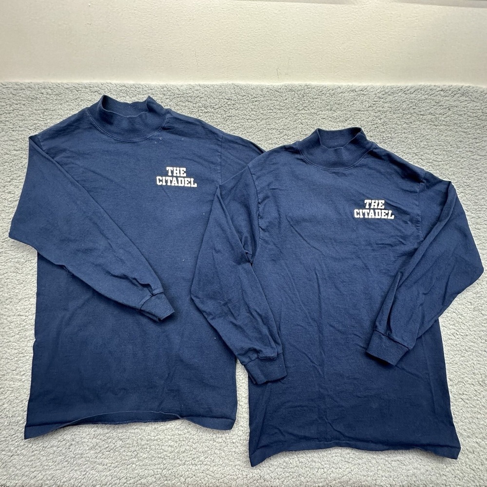 The Citadel Military College Size Small Long Sleeve Mock Neck Shirts 100% Cotton